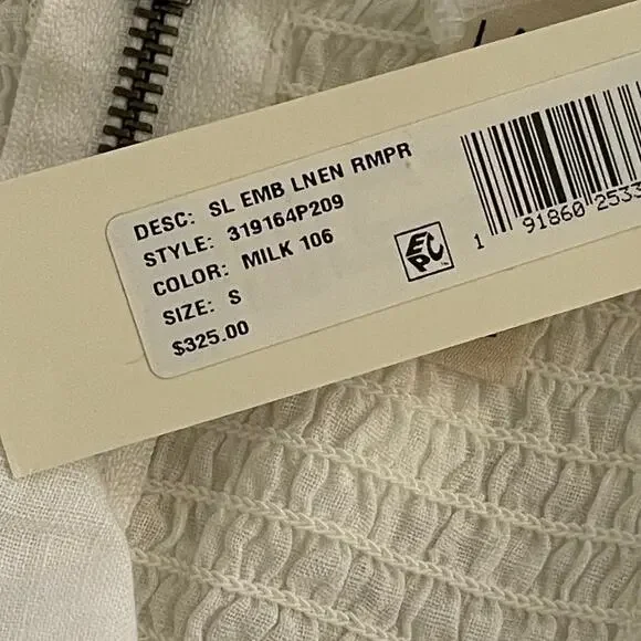 NEW La Vie Rebecca Taylor White Linen Short‎ Playsuit Romper